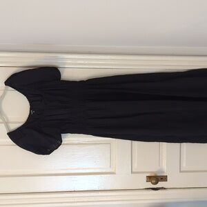 Madewell Black midi stretchy waist boho dress